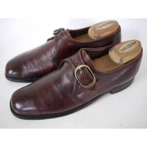Vintage 50s Monk Strap NUNN BUSH Leather Euro Mod Buckle Loafers 7.5 40.5 Mens